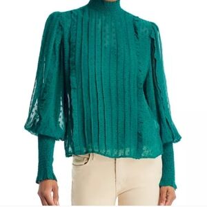 Farm Rio Emerald Ruffle Long Sleeve‎ Blouse